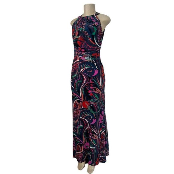 EMILIO PUCCI Black Smeraldo Floral Print Jewel Neckline Maxi Evening Gow… - Picture 7 of 14